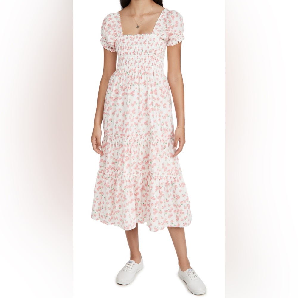 OPT smocked dress in cherry print